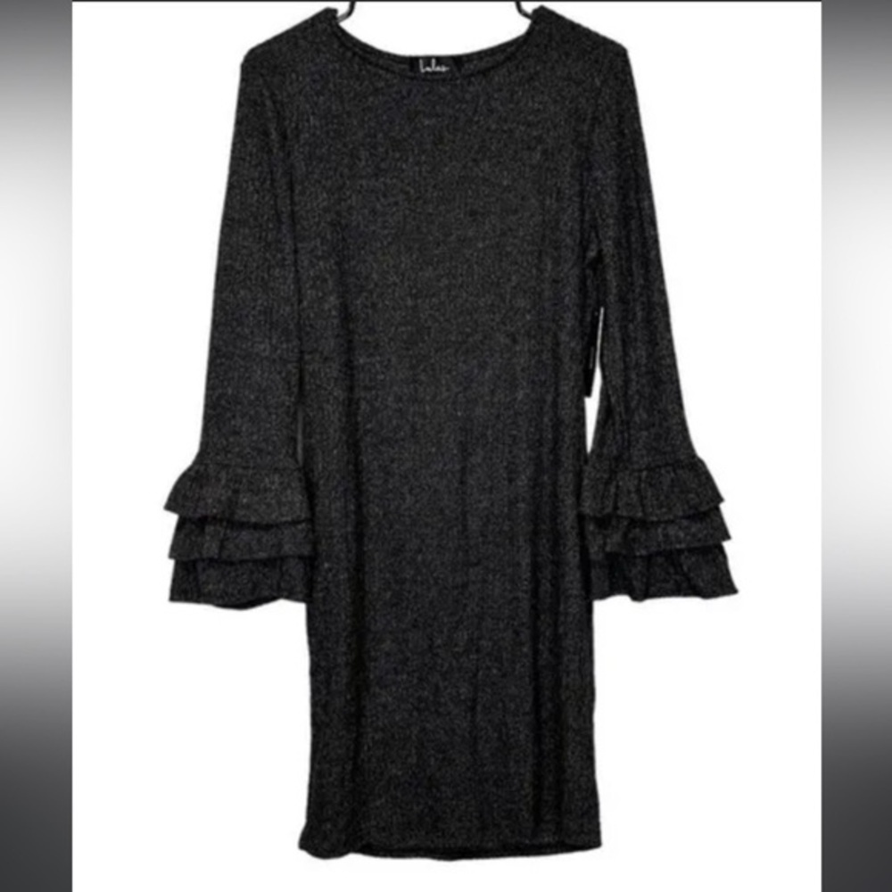 Women’s Gray Long Sleeve Flare Midi Bodycon Lulu’s Sweater Dress Large